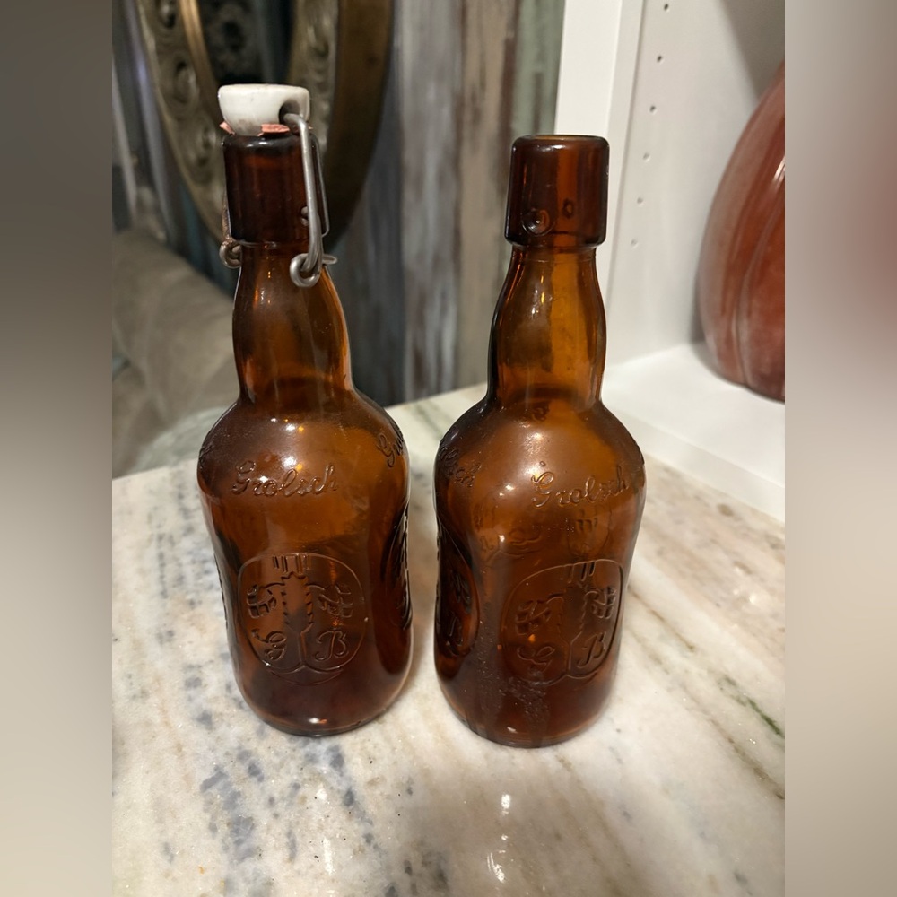 Old Vintage Grolsch Amber Brown Beer Bottles